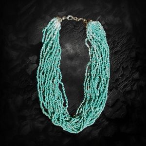 Cascading turquoise seed beads paparazzi chocker necklace